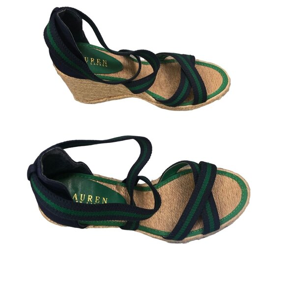Lauren Ralph Lauren Espadrille Wedge Sandals Sz 8.5B Elastic Upper Preppy NOTE - Picture 4 of 16